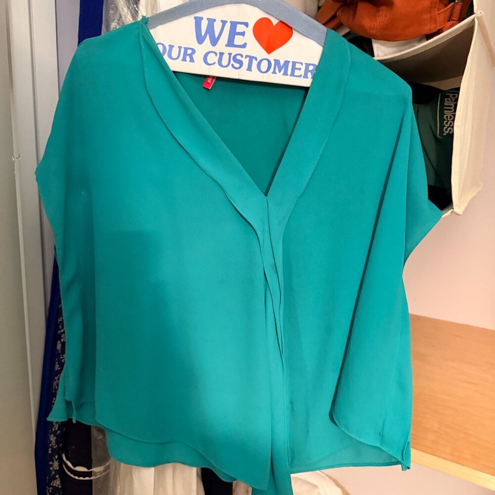 Pinkyotto Emerald Turquoise Layered Chiffon Blouse | Flowy & Feminine